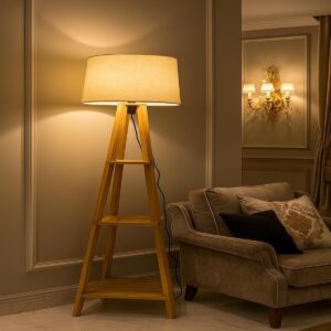 AKWAY Bamboo Tripod Floor Lamp for Living Room Cane Floor Lamp for Home Rattan for Living Room Standing Lamp Wooden Floor Standing lamp