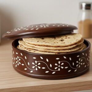 aashopeWooden Chapati Box for Kitchen Chapati box Hot Case for Roti, Paratha, Puri, Wooden Casserole for Serveware Hot Pot Roti Dabba with Lid for Home, Kitchen RotiRakshak™ Wooden Hot Case RoyalRasoi Wooden Chapati Box