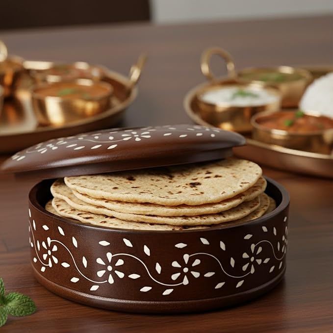 7.2 aashopeWooden Chapati Box for Kitchen Chapati box Hot Case for Roti, Paratha, Puri, Wooden Casserole for Serveware Hot Pot Roti Dabba with Lid for Home, Kitchen RotiRakshak™ Wooden Hot Case RoyalRasoi Wooden Chapati Box - Image 2
